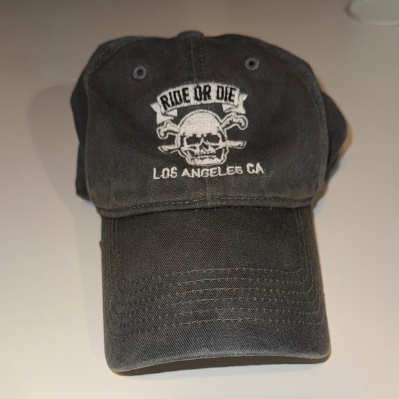 Brandy Melville Accessories - Brandy Melville Grey ‘Ride or Die' skull Newport Beach Hat